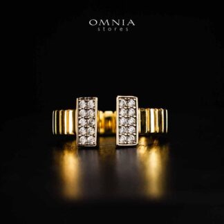 Omnia Abeerah Golden Silver Ring In 925 Silver High Quality Certified Lab Crafted Stones