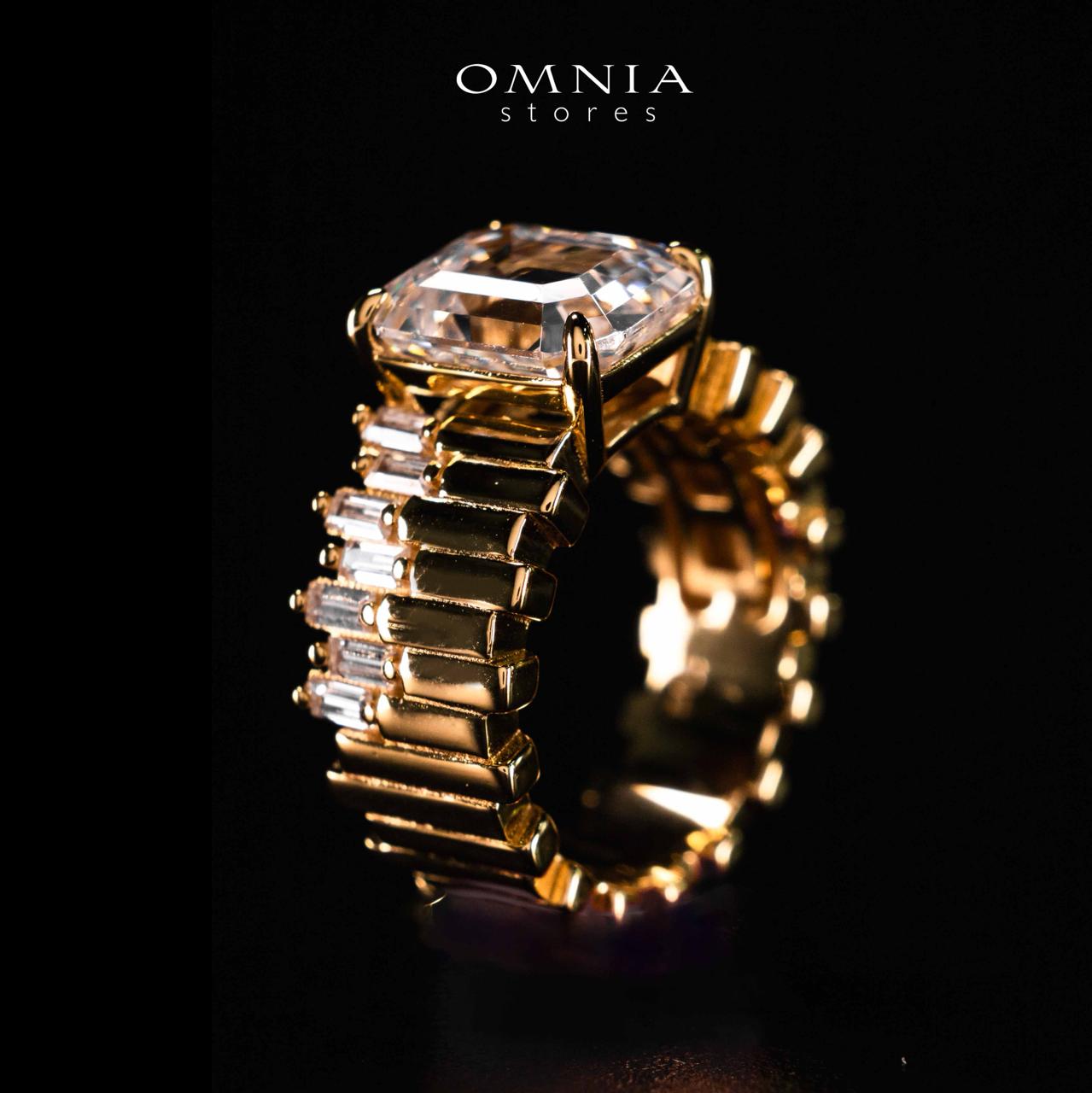 Omnia Shazia Golden Silver Ring In 925 Silver High Quality Certified Lab Crafted Stones - Image 6