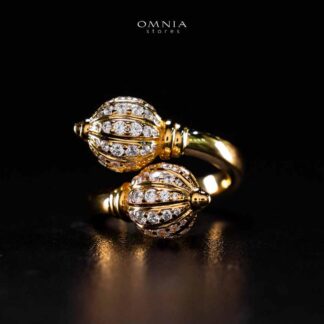 Omnia Rafah Golden Ring In 925 Silver High Quality Certified Lab Crafted Stones