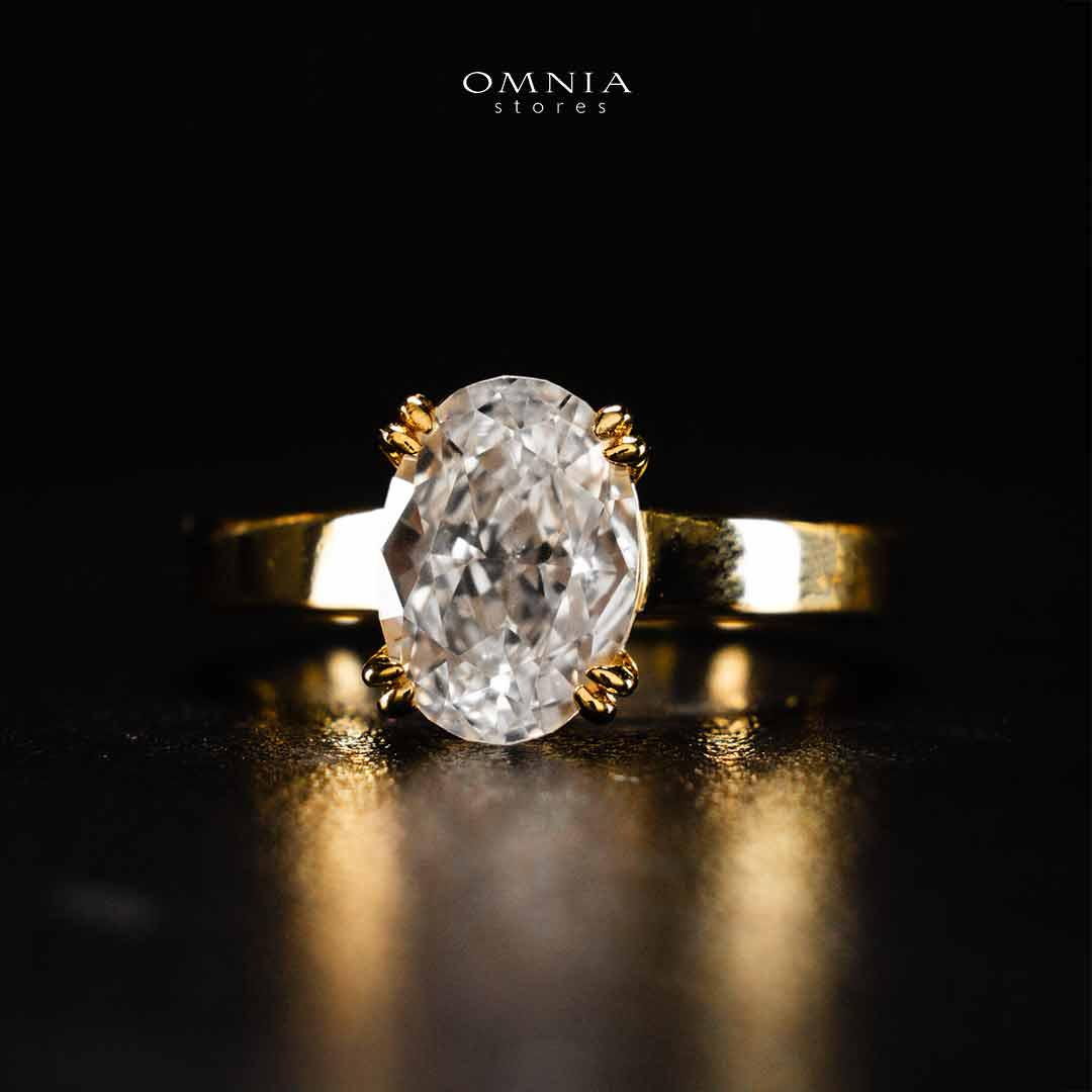 Omnia Asra Gold Ring In 925 Silver High Quality Certified Lab Crafted Stones