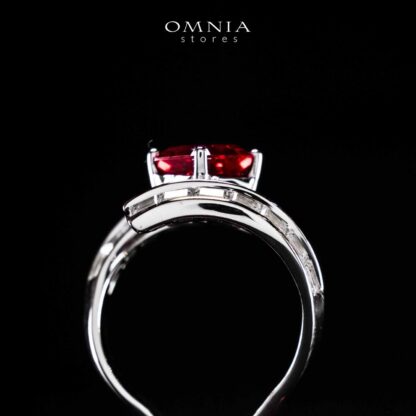 Omnia Tazeen White Red Ring In 925 Silver High Quality Certified Lab Crafted Stones - Image 5