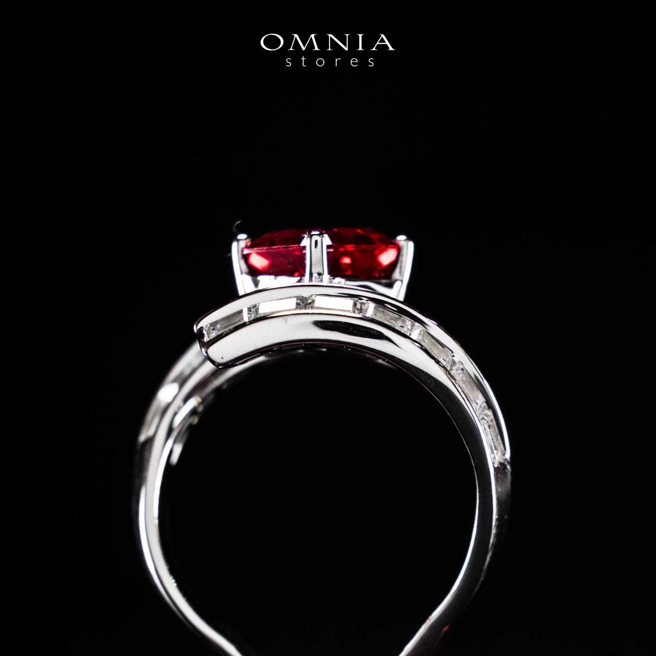 Omnia Tazeen White Red Ring In 925 Silver High Quality Certified Lab Crafted Stones - Image 5