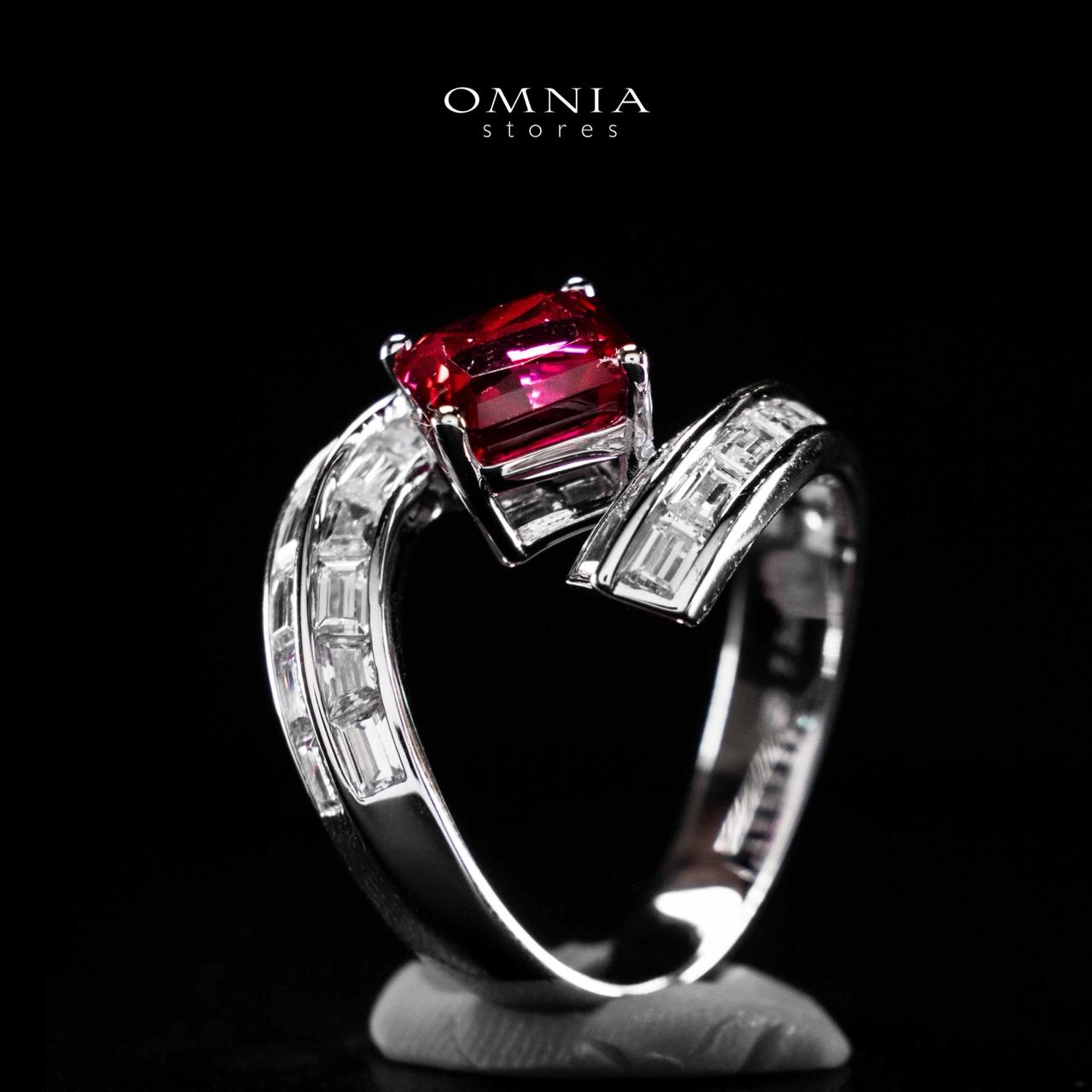 Omnia Tazeen White Red Ring In 925 Silver High Quality Certified Lab Crafted Stones - Image 6