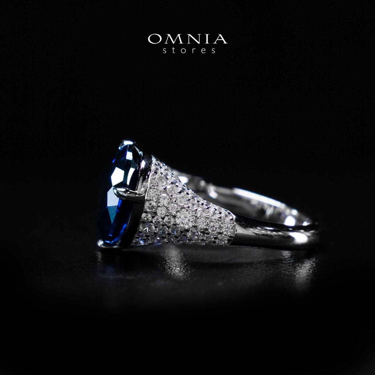 Omnia Ayda Dual Heart Blue and White Silver Ring In 925 Silver High Quality Certified Lab Crafted Stones - Image 7