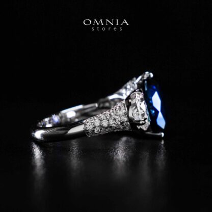 Omnia Ayda Dual Heart Blue and White Silver Ring In 925 Silver High Quality Certified Lab Crafted Stones - Image 6