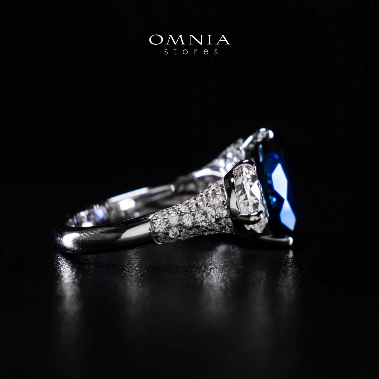 Omnia Ayda Dual Heart Blue and White Silver Ring In 925 Silver High Quality Certified Lab Crafted Stones - Image 6