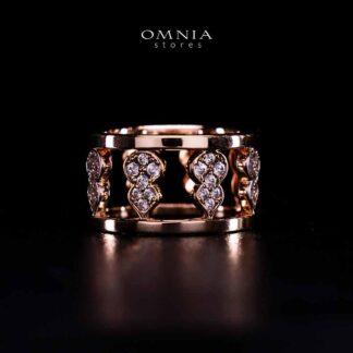 Omnia Nayirah Rose Glod Ring In 925 Silver High Quality Certified Lab Crafted Stones