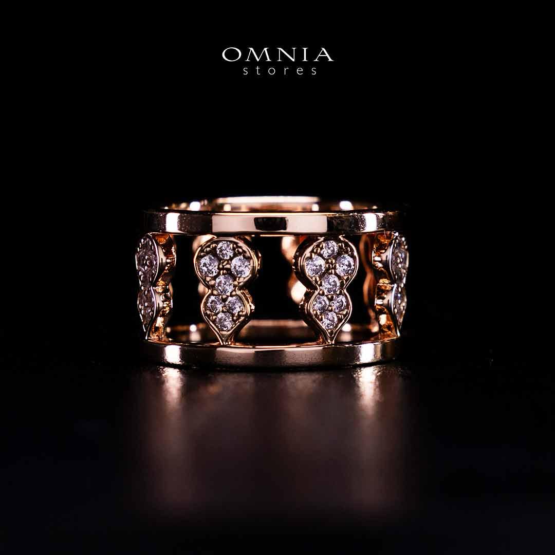 Omnia Nayirah Rose Glod Ring In 925 Silver High Quality Certified Lab Crafted Stones