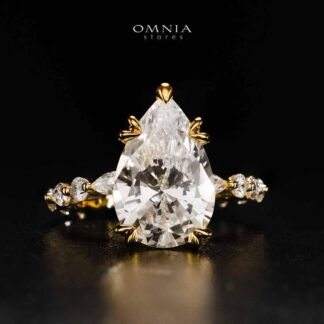 Omnia Rimaya Glod Ring In 925 Silver High Quality Certified Lab Crafted Stones