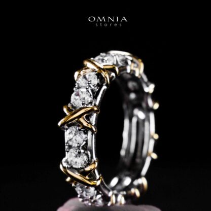 Omnia Aasima White and Glod Ring In 925 Silver High Quality Certified Lab Crafted Stones - Image 4