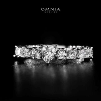 Omnia Ayshan White Heart Shape Ring In 925 Silver High Quality Certified Lab Crafted Stones
