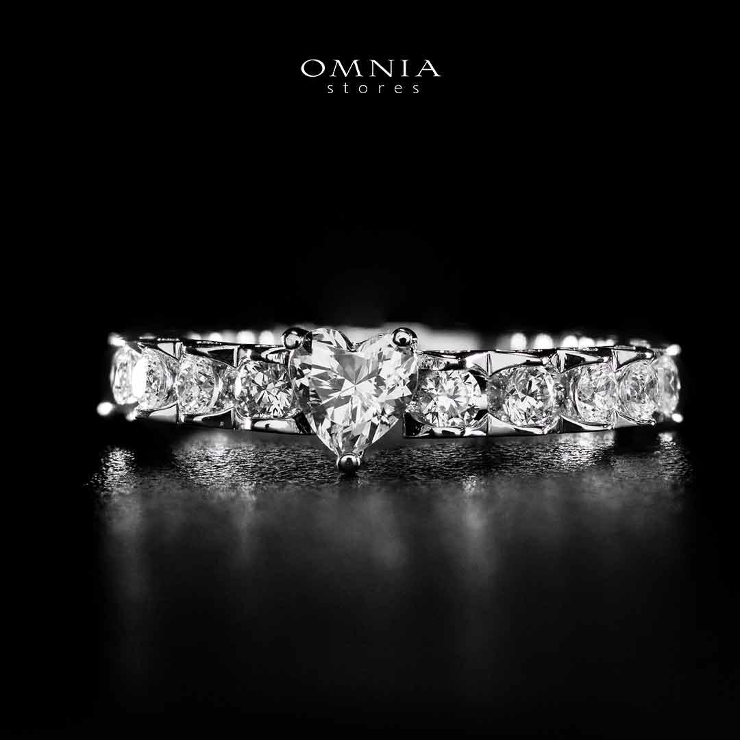 Omnia Ayshan White Heart Shape Ring In 925 Silver High Quality Certified Lab Crafted Stones