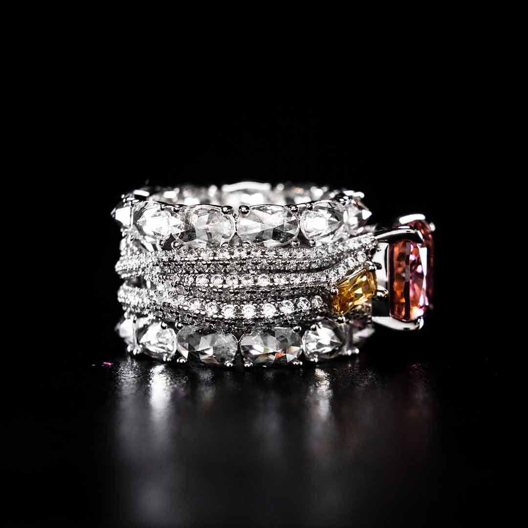 Omnia Zareefa White Ring In 925 Silver High Quality Certified Lab Crafted Stones - Image 5