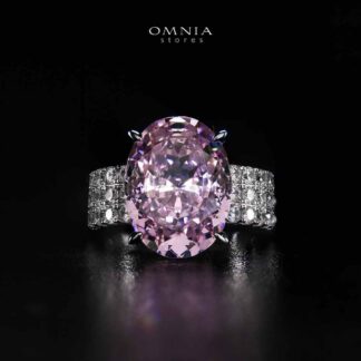 Omnia Aaliah White and Pueple Ring In 925 Silver High Quality Certified Lab Crafted Stones