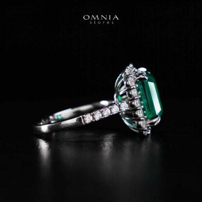Omnia Rimala White and Green Ring In 925 Silver High Quality Certified Lab Crafted Stones - Image 5