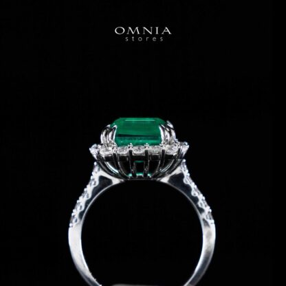 Omnia Rimala White and Green Ring In 925 Silver High Quality Certified Lab Crafted Stones - Image 4