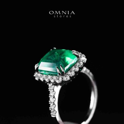 Omnia Rimala White and Green Ring In 925 Silver High Quality Certified Lab Crafted Stones - Image 3