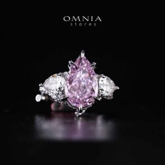 Omnia Fayruz Pink and White Silver Ring In 925 Silver High Quality Certified Lab Crafted Stones
