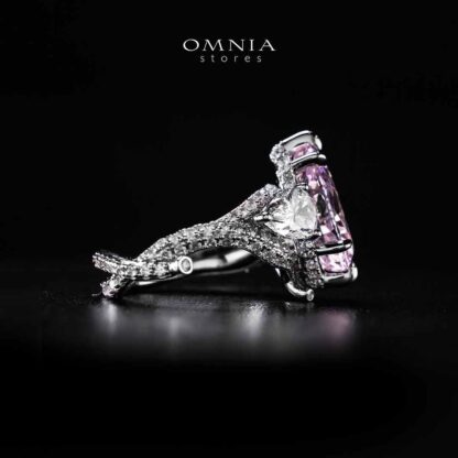 Omnia Fayruz Pink and White Silver Ring In 925 Silver High Quality Certified Lab Crafted Stones - Image 2