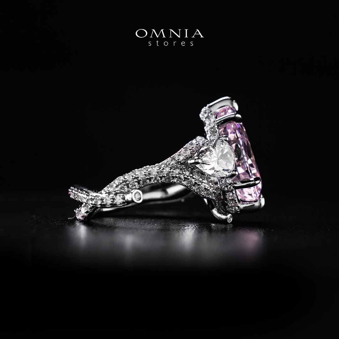 Omnia Fayruz Pink and White Silver Ring In 925 Silver High Quality Certified Lab Crafted Stones - Image 2