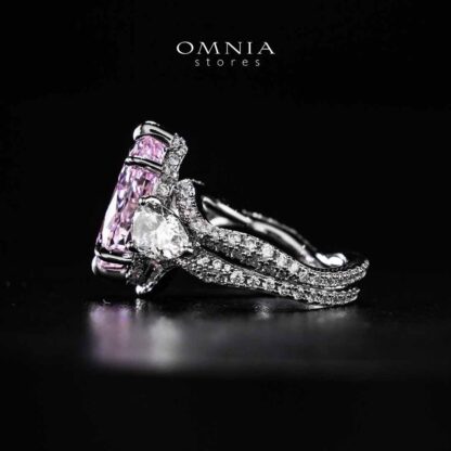 Omnia Fayruz Pink and White Silver Ring In 925 Silver High Quality Certified Lab Crafted Stones - Image 6