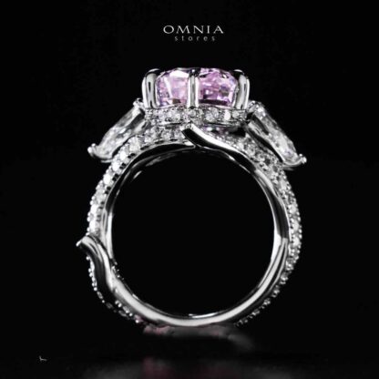 Omnia Fayruz Pink and White Silver Ring In 925 Silver High Quality Certified Lab Crafted Stones - Image 5
