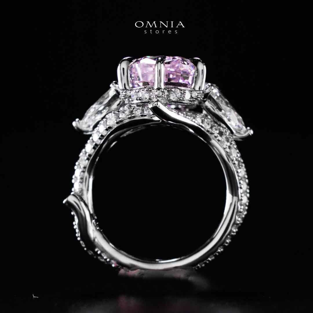 Omnia Fayruz Pink and White Silver Ring In 925 Silver High Quality Certified Lab Crafted Stones - Image 5