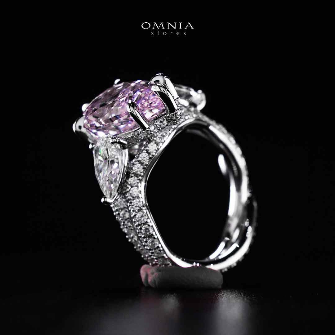 Omnia Fayruz Pink and White Silver Ring In 925 Silver High Quality Certified Lab Crafted Stones - Image 4