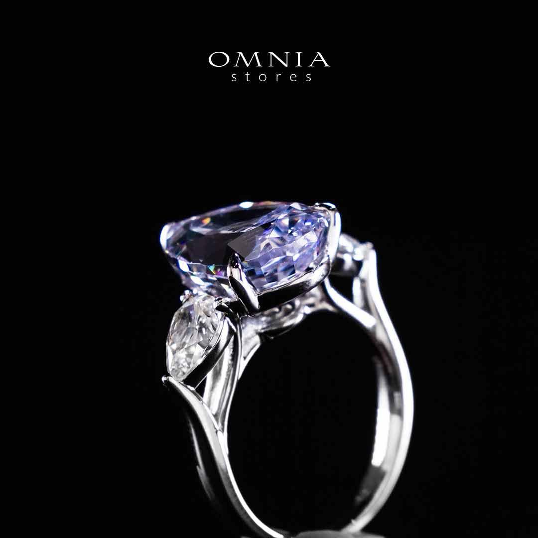 Omnia Nadira Light Purple and White Silver Ring In 925 Silver High Quality Certified Lab Crafted Stones - Image 4