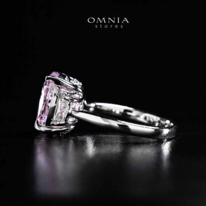 Omnia Safina Pink and White Silver Ring In 925 Silver High Quality Certified Lab Crafted Stones - Image 2