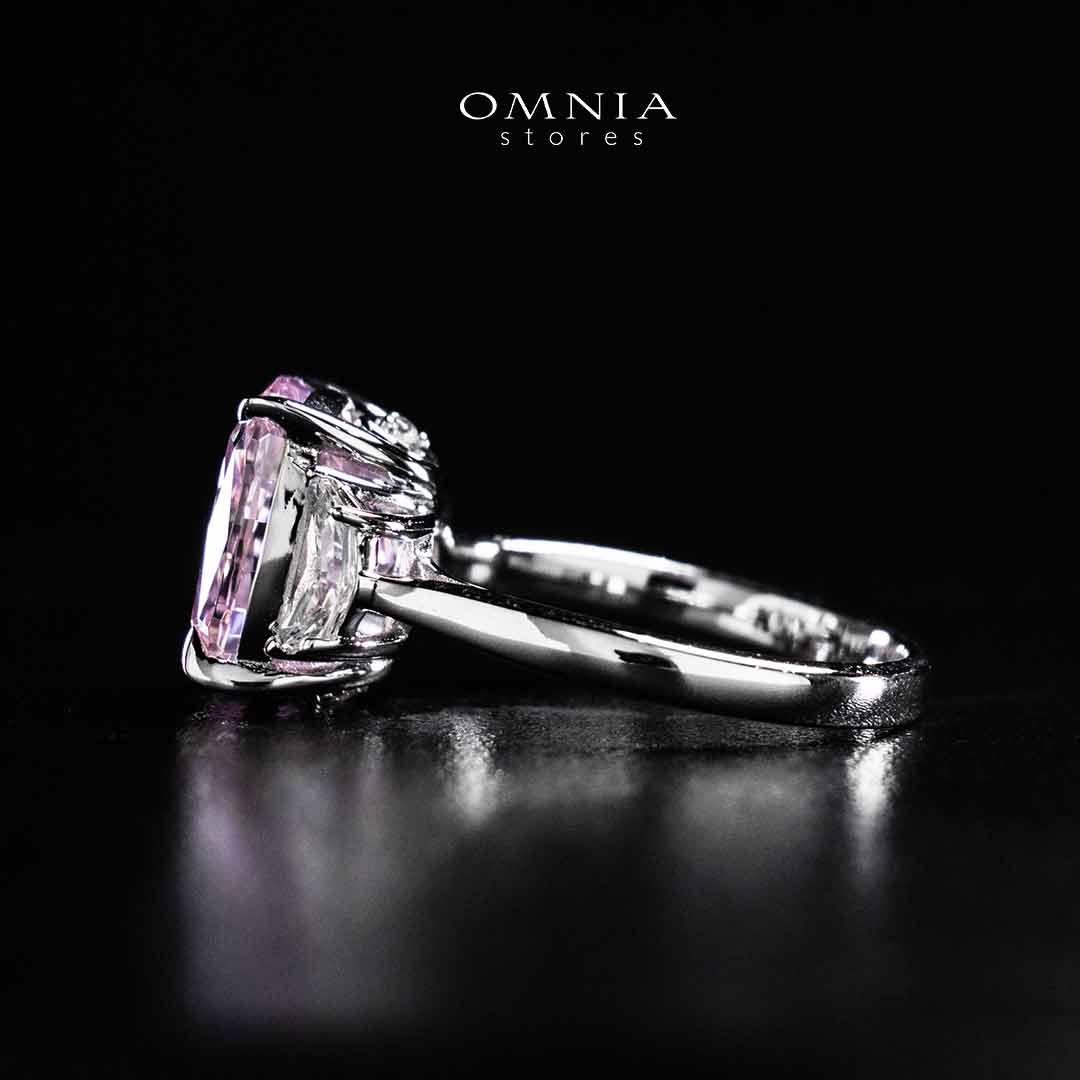 Omnia Safina Pink and White Silver Ring In 925 Silver High Quality Certified Lab Crafted Stones - Image 2