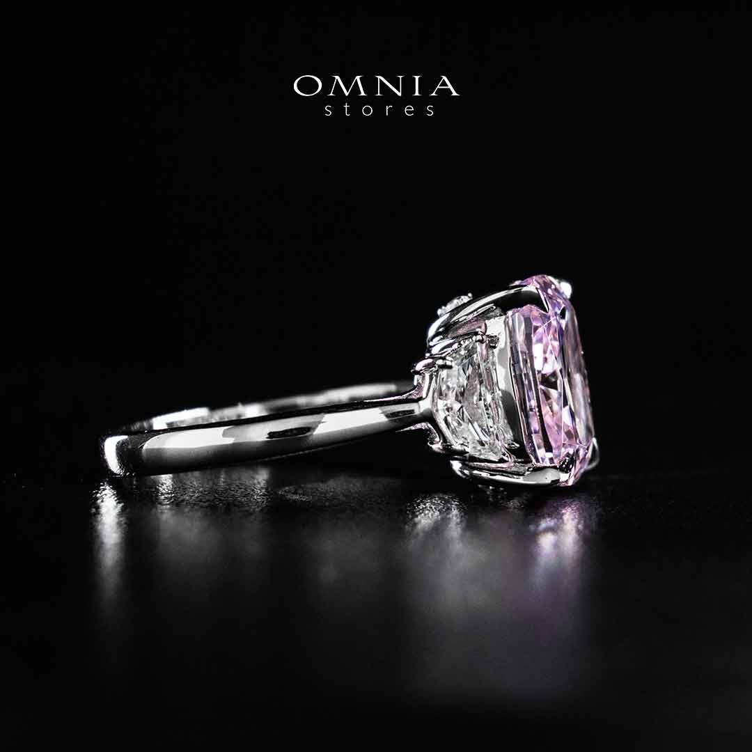 Omnia Safina Pink and White Silver Ring In 925 Silver High Quality Certified Lab Crafted Stones - Image 5