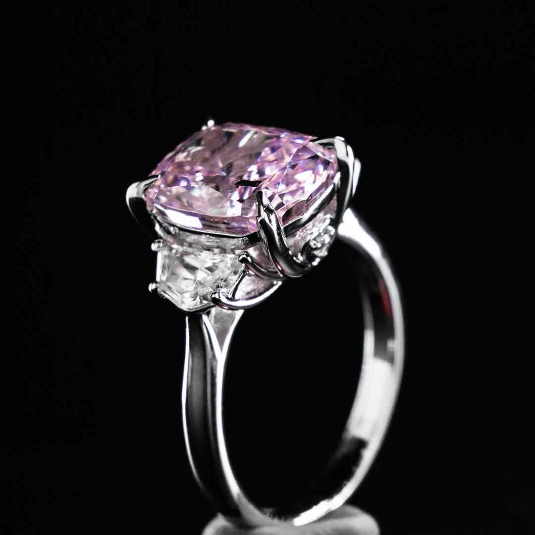 Omnia Safina Pink and White Silver Ring In 925 Silver High Quality Certified Lab Crafted Stones - Image 4