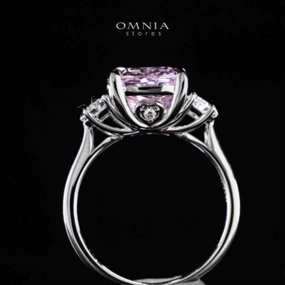 Omnia Safina Pink and White Silver Ring In 925 Silver High Quality Certified Lab Crafted Stones - Image 3