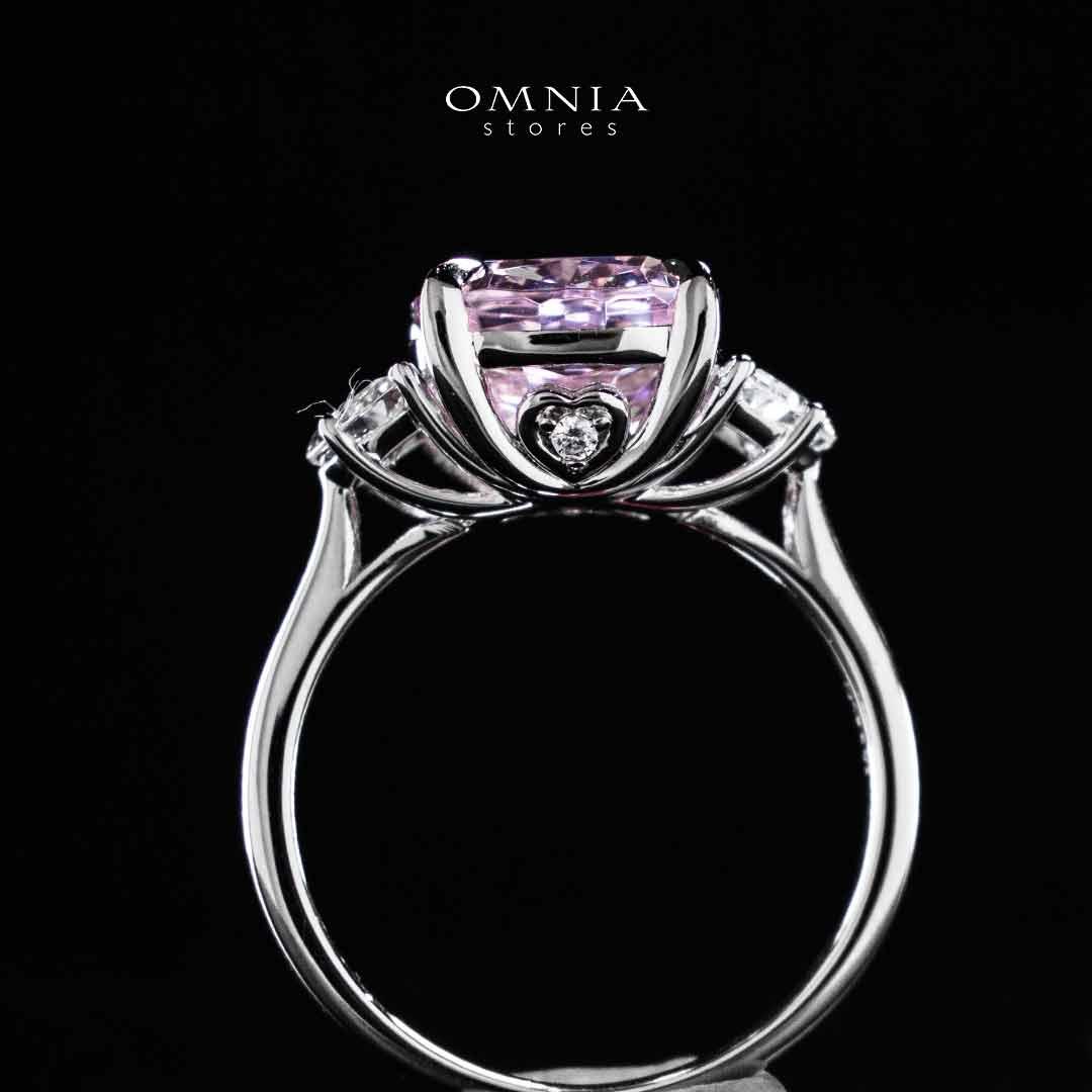 Omnia Safina Pink and White Silver Ring In 925 Silver High Quality Certified Lab Crafted Stones - Image 3