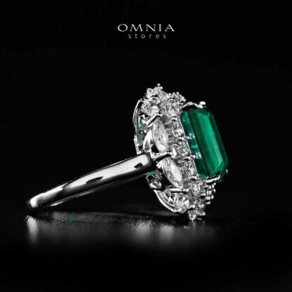 Omnia Nusayba Green and White Silver Ring In 925 Silver High Quality Certified Lab Crafted Stones - Image 2