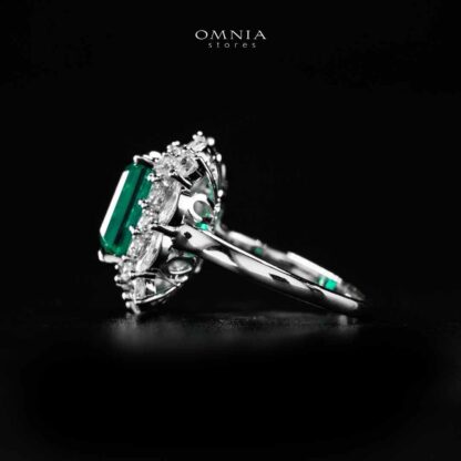 Omnia Nusayba Green and White Silver Ring In 925 Silver High Quality Certified Lab Crafted Stones - Image 6