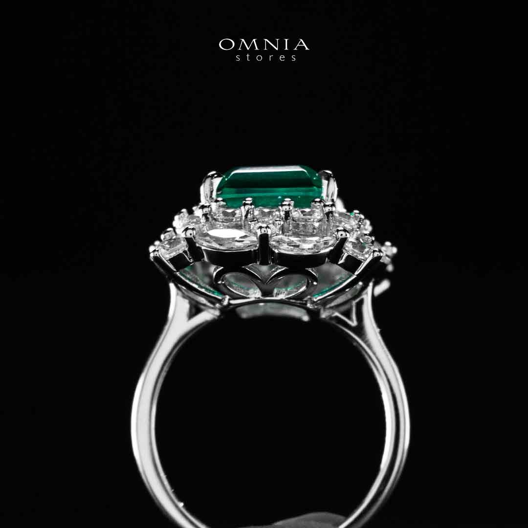 Omnia Nusayba Green and White Silver Ring In 925 Silver High Quality Certified Lab Crafted Stones - Image 5