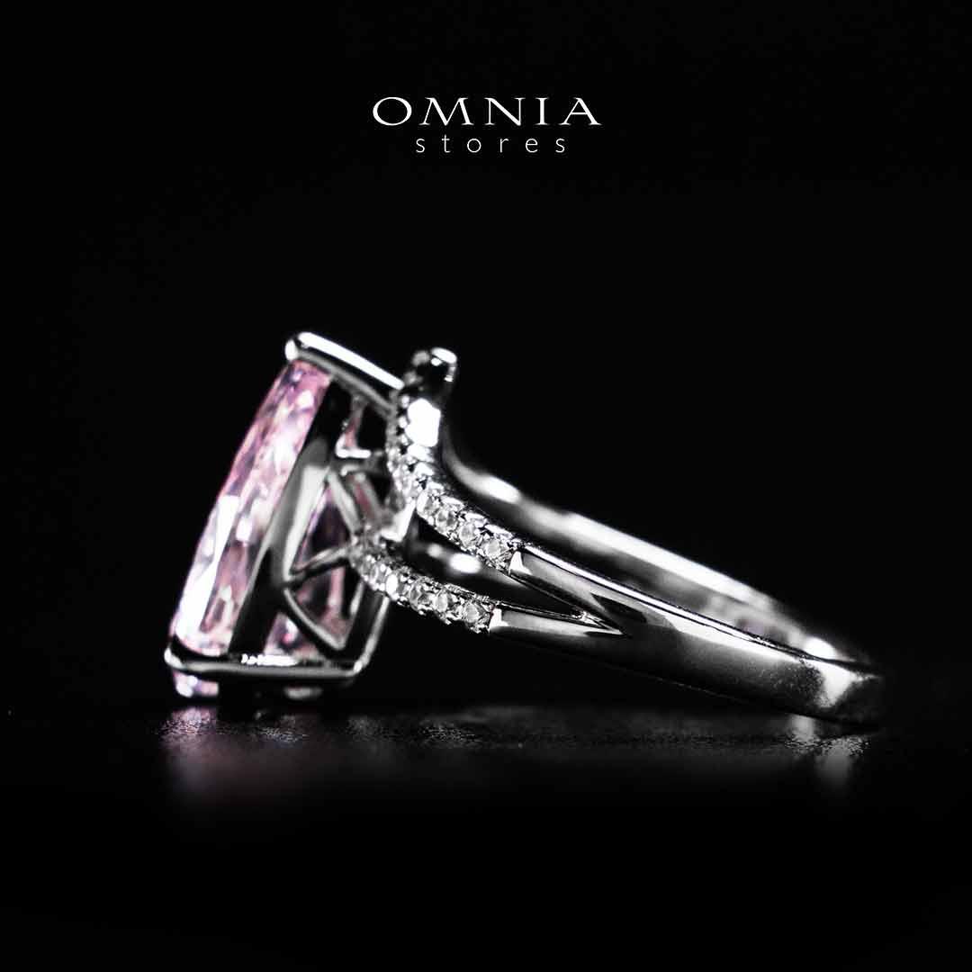 Omnia Zahina Pink and White Silver Ring In 925 Silver High Quality Certified Lab Crafted Stones - Image 6