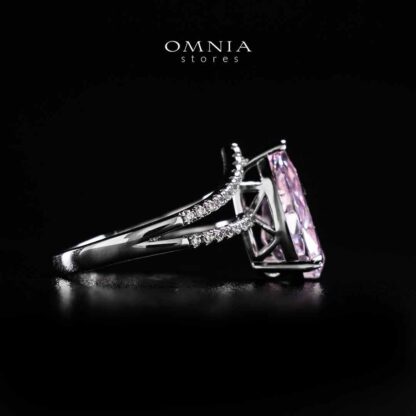 Omnia Zahina Pink and White Silver Ring In 925 Silver High Quality Certified Lab Crafted Stones - Image 5