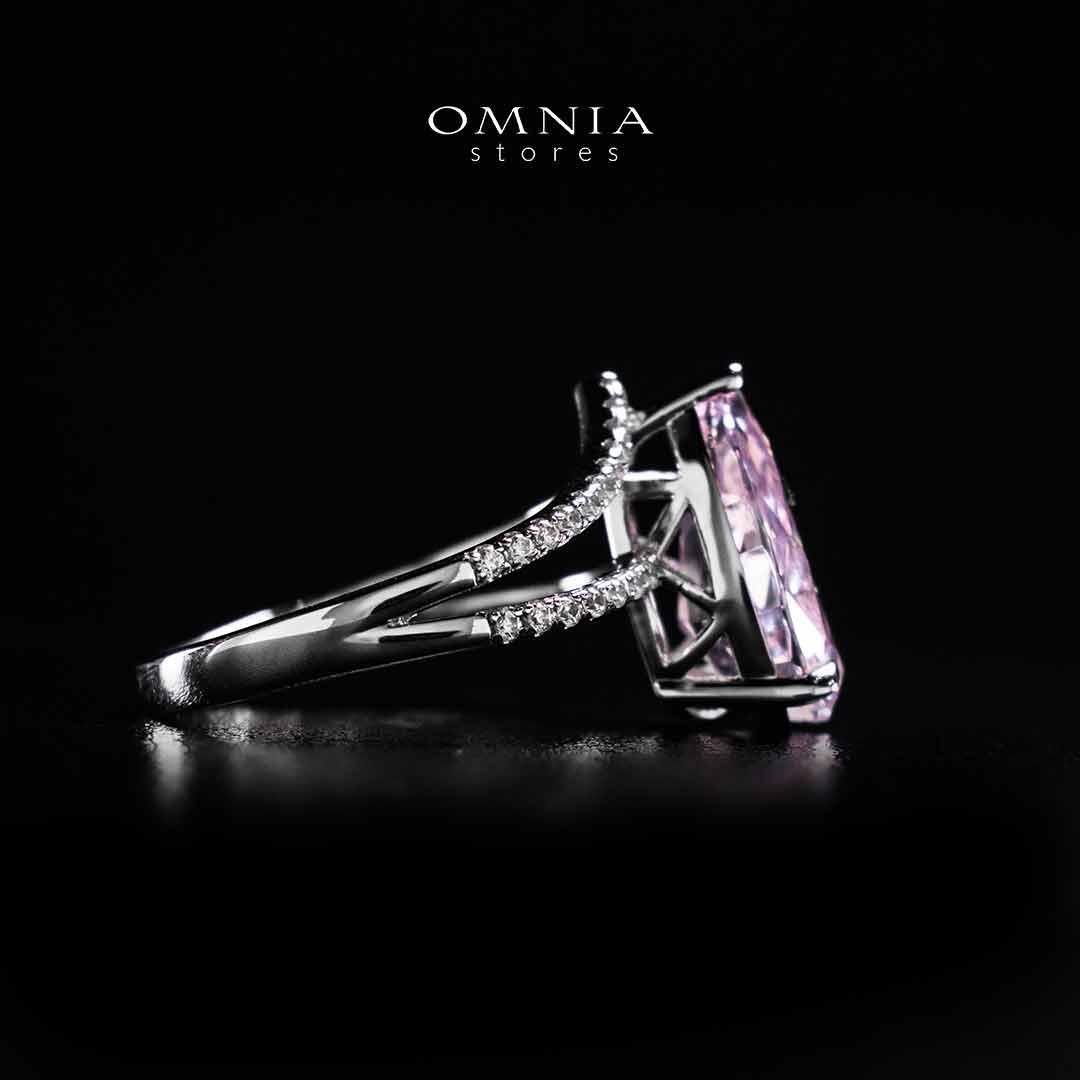 Omnia Zahina Pink and White Silver Ring In 925 Silver High Quality Certified Lab Crafted Stones - Image 5