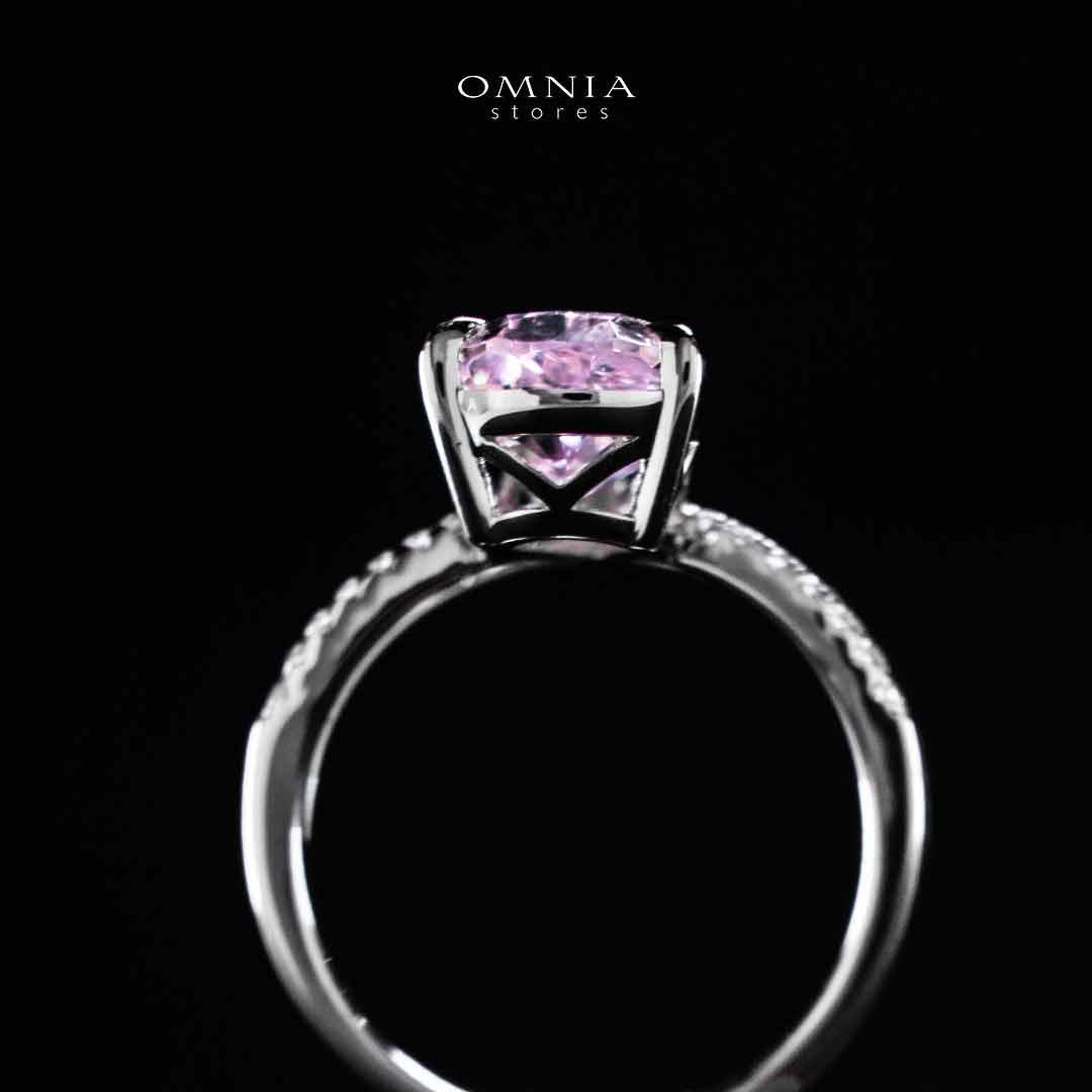 Omnia Zahina Pink and White Silver Ring In 925 Silver High Quality Certified Lab Crafted Stones - Image 4