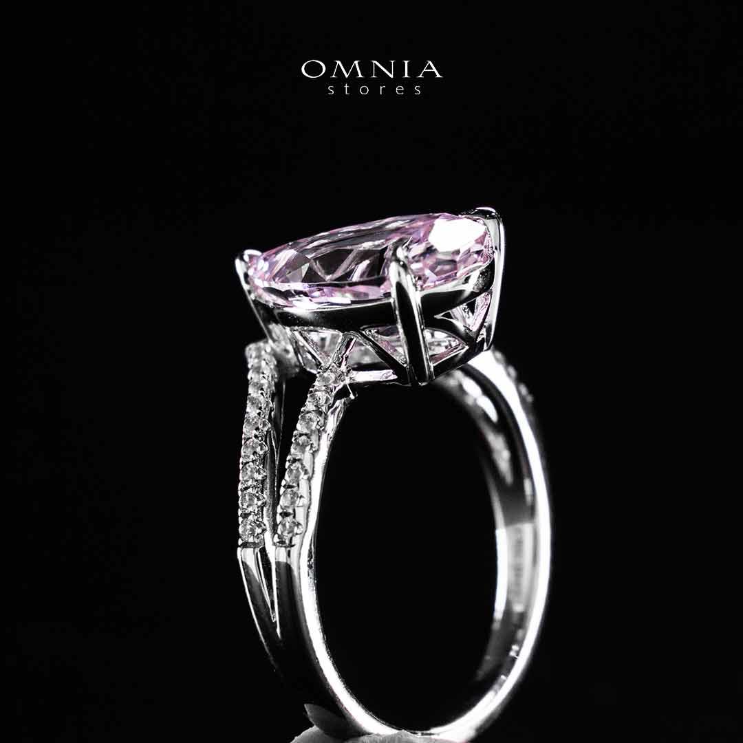 Omnia Zahina Pink and White Silver Ring In 925 Silver High Quality Certified Lab Crafted Stones - Image 3