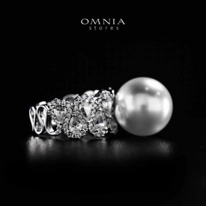 Omnia Salima Pearl White Silver Ring In 925 Silver High Quality Lab Crafted Stones - Image 3