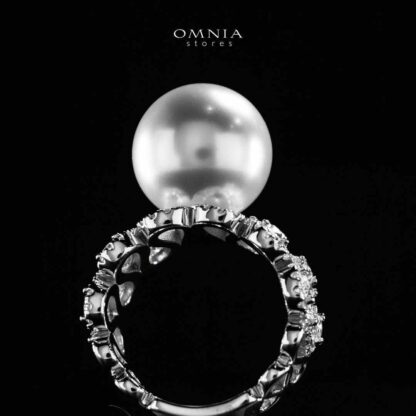 Omnia Salima Pearl White Silver Ring In 925 Silver High Quality Lab Crafted Stones - Image 4