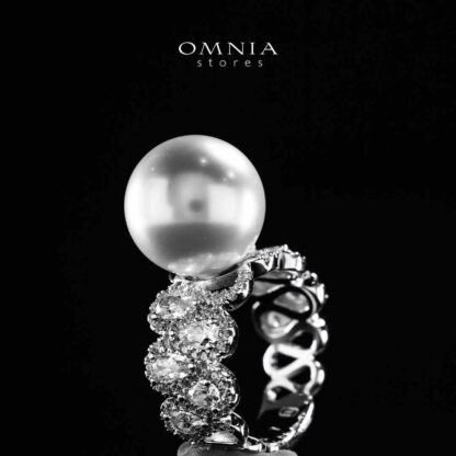 Omnia Salima Pearl White Silver Ring In 925 Silver High Quality Lab Crafted Stones - Image 5