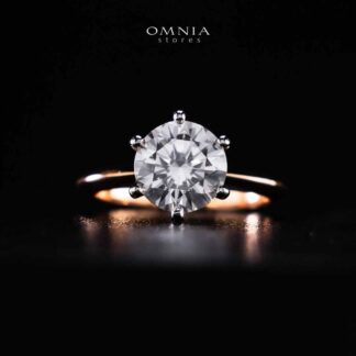 Omnia Azmina Rose Gold Ring In 925 Silver High Quality Certified Lab Crafted Stones