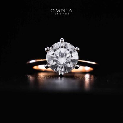 Omnia Azmina Rose Gold Ring In 925 Silver High Quality Certified Lab Crafted Stones