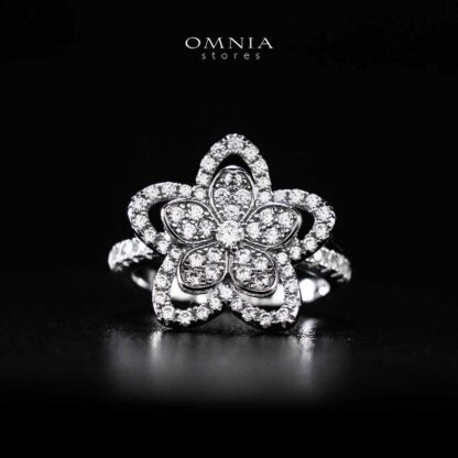 Omnia Areebah Flower Silver Ring In 925 Silver High Quality Certified Lab Crafted Stones