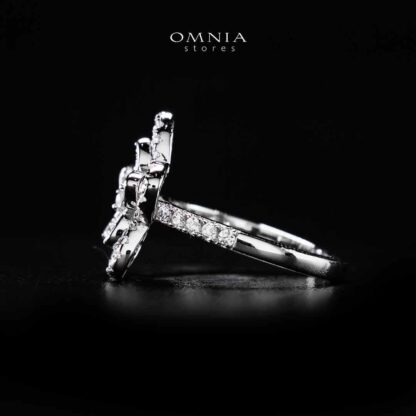 Omnia Areebah Flower Silver Ring In 925 Silver High Quality Certified Lab Crafted Stones - Image 2
